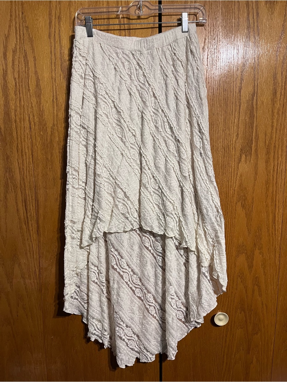 Willow & Clay Cream High-Low Lace Texture Skirt